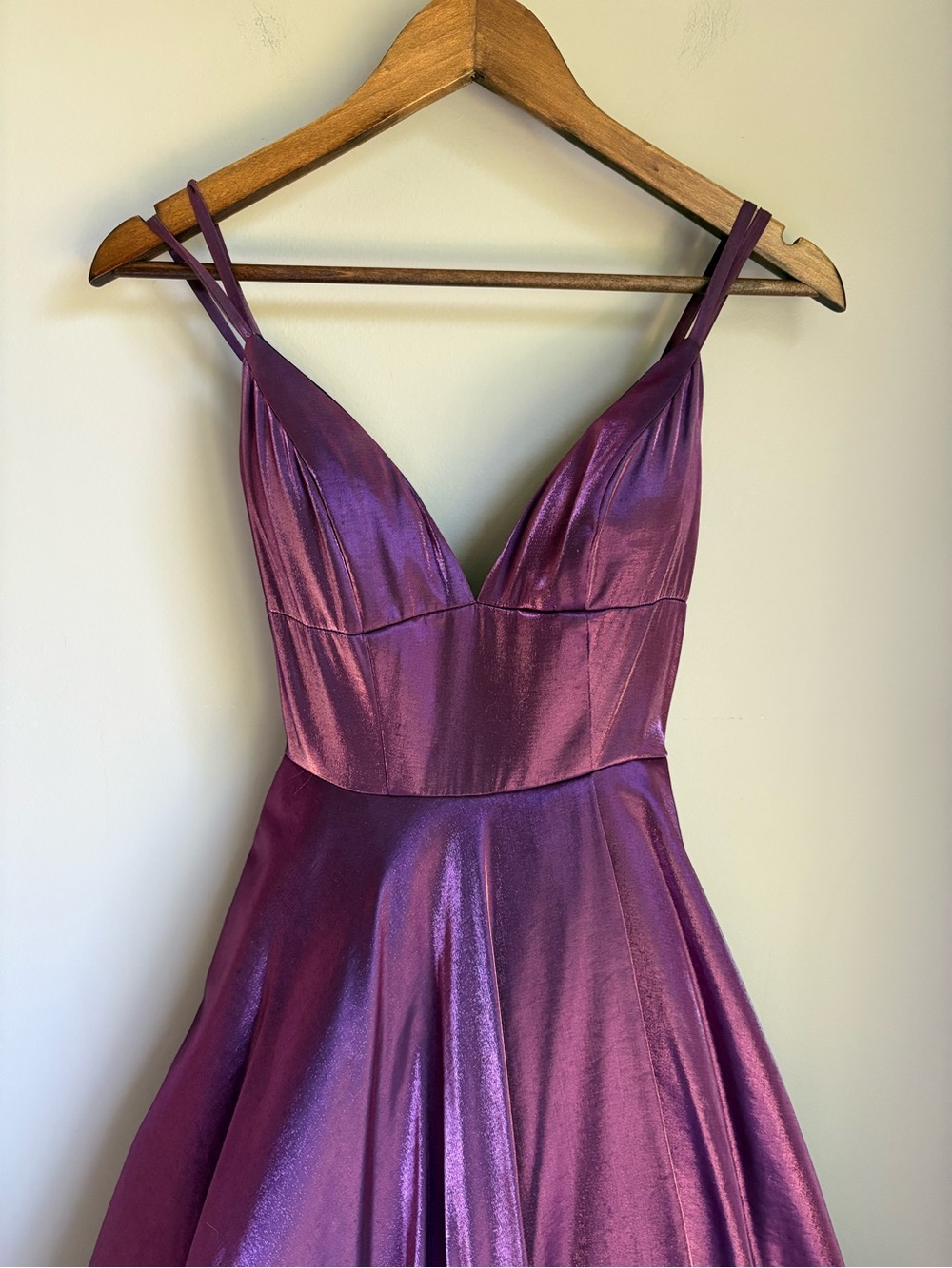 Sherri Hill Satin A-Line Prom Dress Gown Special Occasion Deep Purple Size 0 - Picture 4 of 12